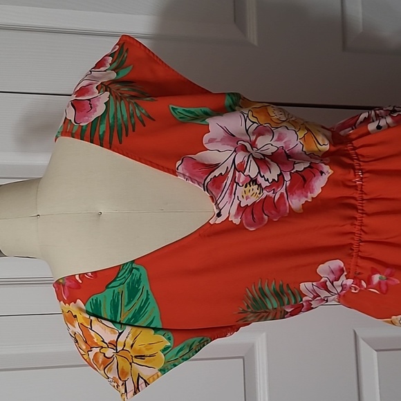 Old Navy Orange Floral Dress, Medium, 20 ptp - Picture 5 of 8